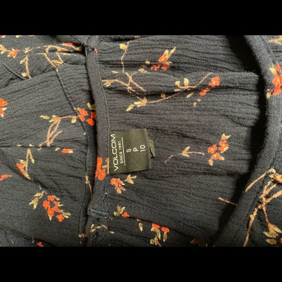 Volcom Navy Floral Ruffle Tank Blouse - Picture 5 of 6